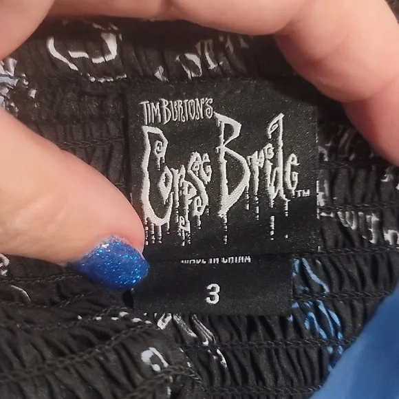 HOT TOPIC Corpse Bride goth punk rib cage lace up plus size dress blue black 24 - Picture 2 of 6